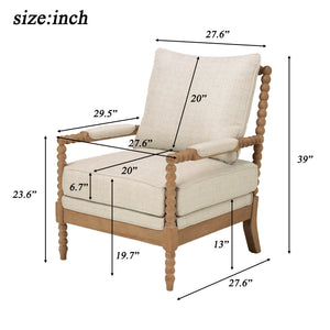 Rubber Wood Accent Chair with High-Density Sponge Cushion