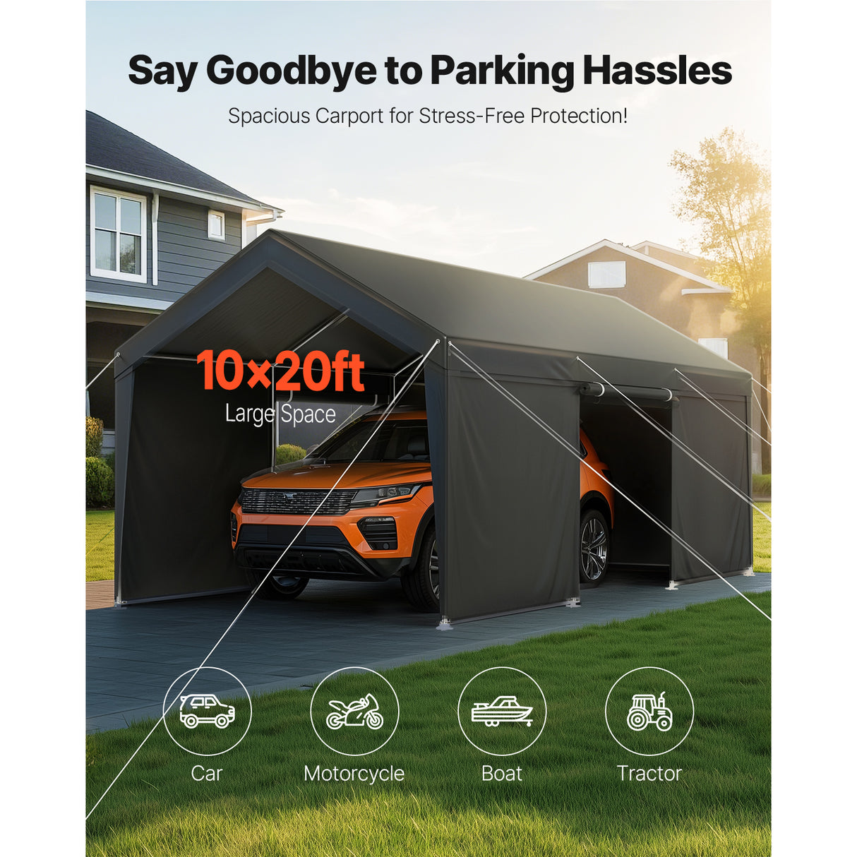 Carport Car Canopy 12x20FT Heavy Duty Outdoor Car Shelter with Sidewalls