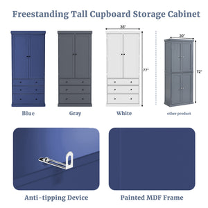 TOPMAX 77inch Farmhouse Kitchen Pantry