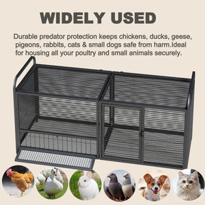 Chicken Cage, Poultry Breeding Coop - Black / Silver