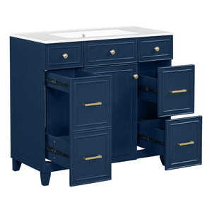 Bathroom Vanity With Ceramic Sink, Soft Close Doors, Adjustable Shelves