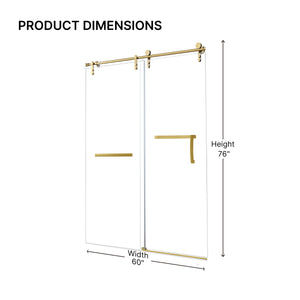 60 Inches x 76 Inches Frameless Single Sliding Shower Door