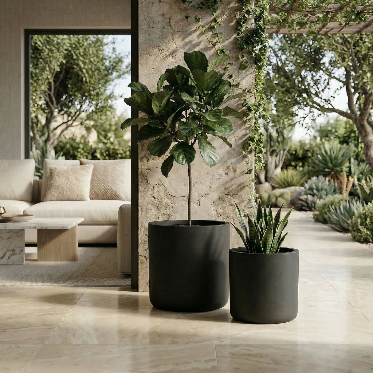 Round Concrete Planter Set of 2