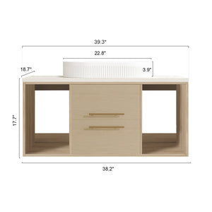 Modern 39.3 Wall-Mounted Bathroom Vanity with Ceramic Sink