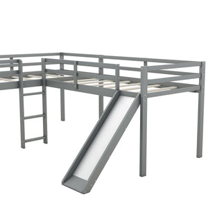 L Shaped Loft Bed With Ladder And Slide