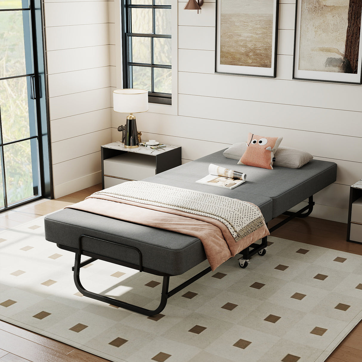 75" Folding Bed with Memory Foam Mattress