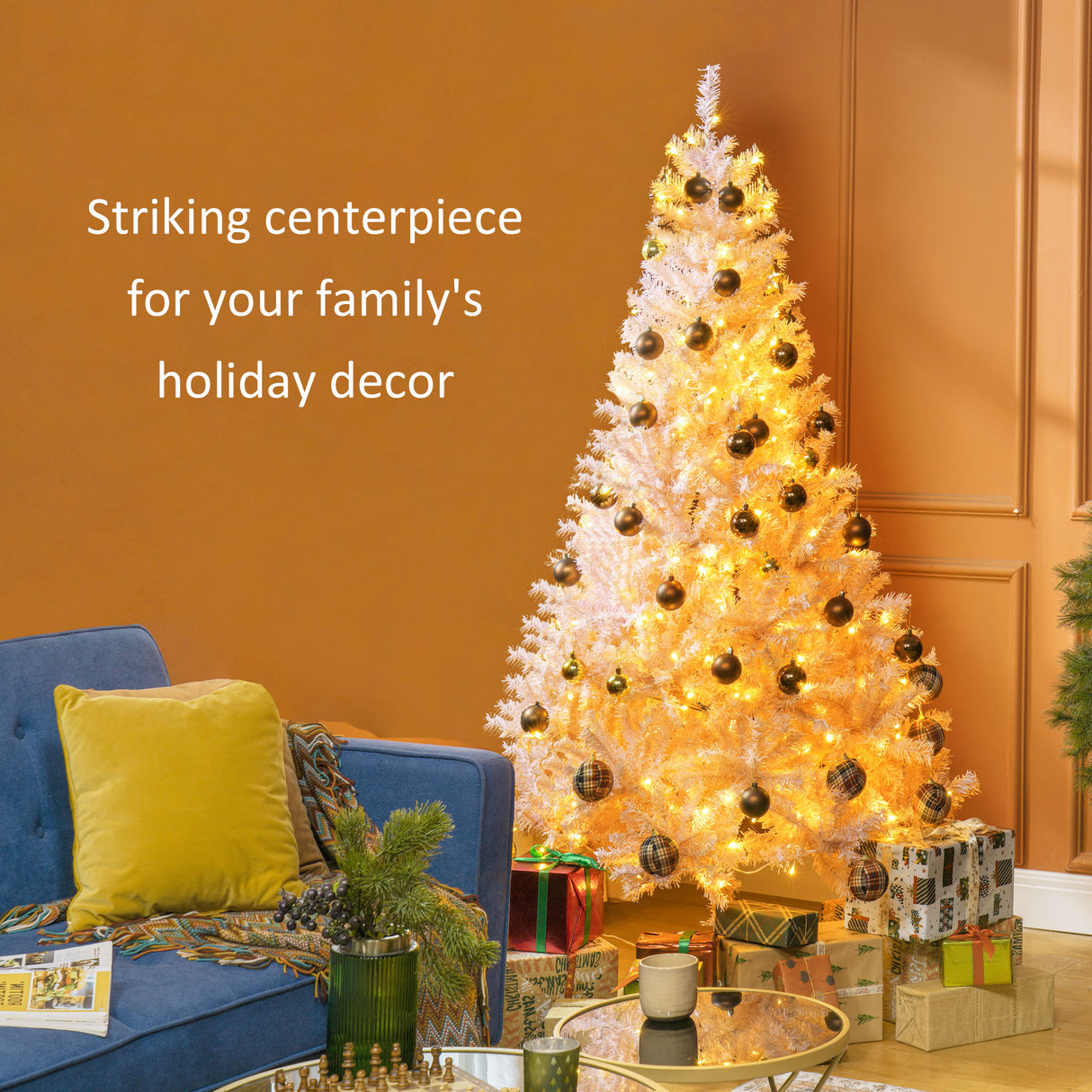 HOMCOM 6' Tall Prelit Christmas Tree