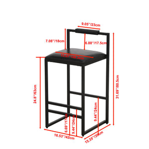 Elegant Bar Stool Set With Backrest And Footrest, Counter Height (Set of 2)