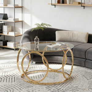 31.5" Modern Round Glass Top Coffee Table