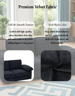 Black Velvet Compact Sofa with Hidden Storage