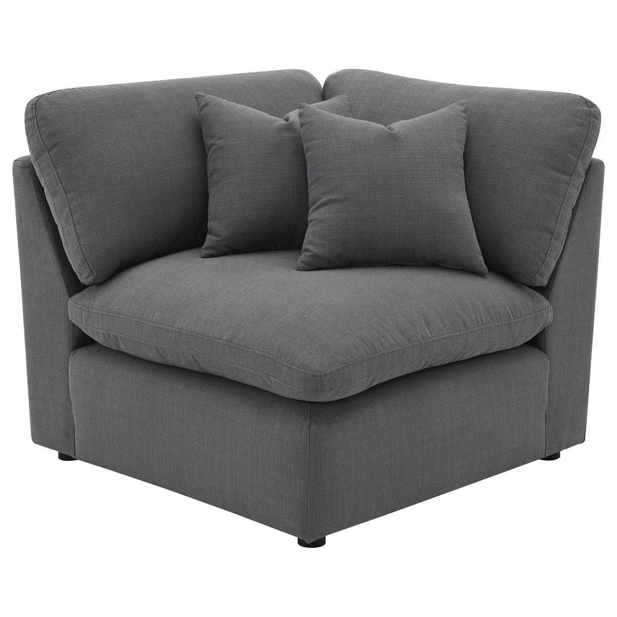 6 Piece Upholstered Modular Sectional Sofa With Reversible Cushions And Ottoman - Charcoal