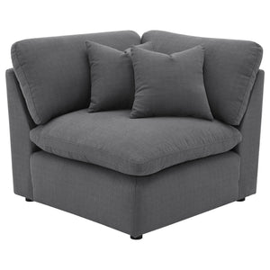 6 Piece Upholstered Modular Sectional Sofa With Reversible Cushions And Ottoman - Charcoal