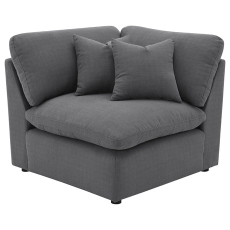 6 Piece Upholstered Modular Sectional Sofa With Reversible Cushions And Ottoman - Charcoal
