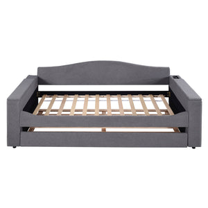 Upholstered Daybed With Storage Armrests, Trundle And Latest Integrated tooth Audio System