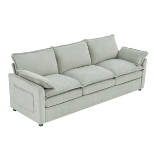Modern 3 Seater Sofa With Side Storage Pockets For Living Room