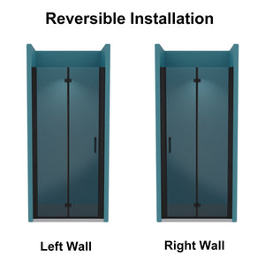 Bi-Fold Semi-Frameless Shower Doors In Matte With Clear Glass