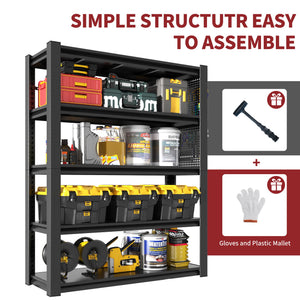 Industrial 5-Tier Adjustable Shelving Unit With Pegboard Heavy-Duty Storage