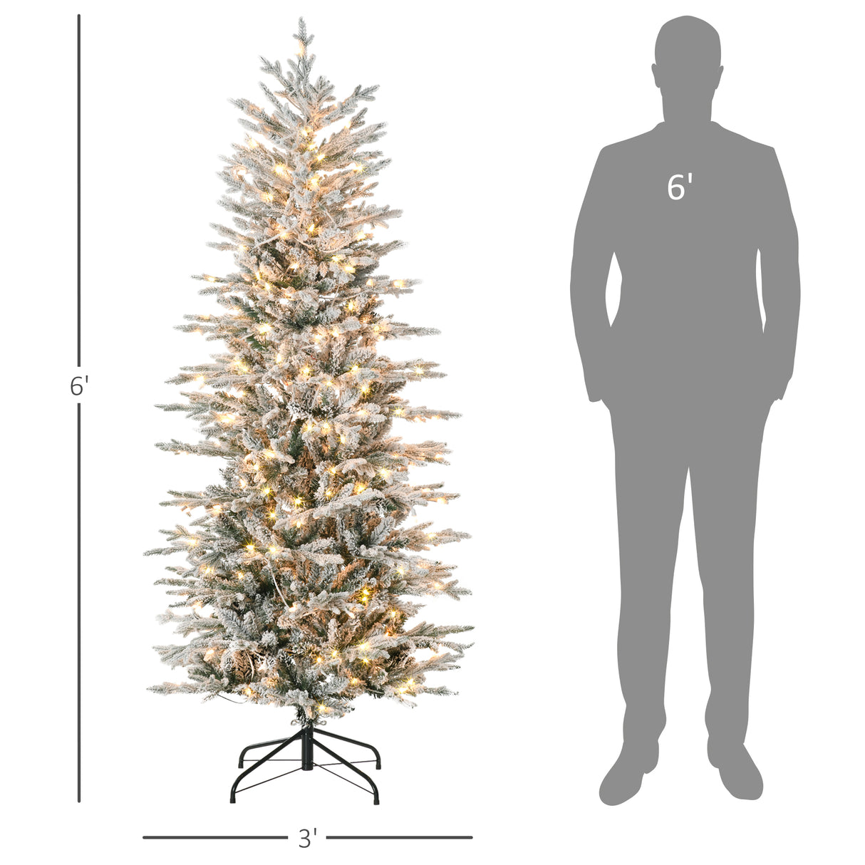 HOMCOM 6ft Tall Prelit Artificial Christmas Tree