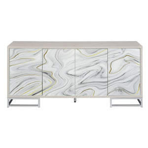 Panos - Console Cabinet - White Marcle / Chrome - Best Buy Furniture