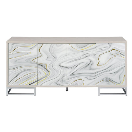 Panos - Console Cabinet - White Marcle / Chrome - Best Buy Furniture