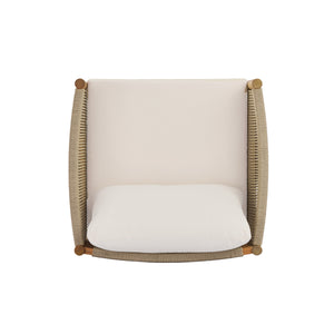 Outdoor Club Chair Set of 2 with Acacia Wood Frame in Teak Look