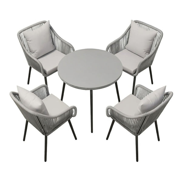 5 Piece Twisted Rattan Patio Dining Set With Table