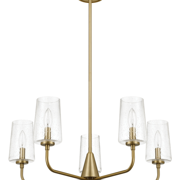 Dazzle Five Lights Chandelier With Clear Seeded Glass - Satin Brass