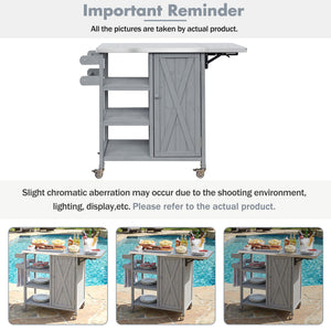Foldable Outdoor Kitchen Island With Storage Cabinet