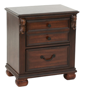 3 Piece Bedroom Set, Traditional Bed With 2 Nightstands