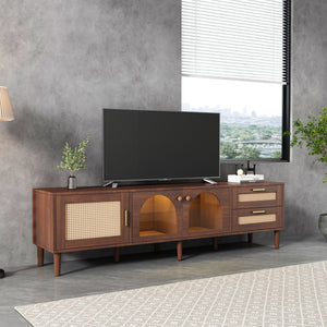 TV Stand With App-Controlled LED Lights, 2 Drawers & Door Storage