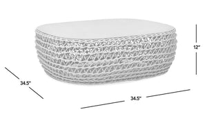 Willow - Oval Woven Patio Coffee Table, Wicker Frame