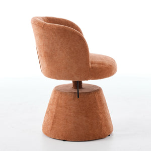 Adjustable Height Swivel Bar Stool with Chenille Upholstery - Terracotta