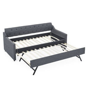 Size Upholstered Daybed With Trundle And USB Charging Armrest