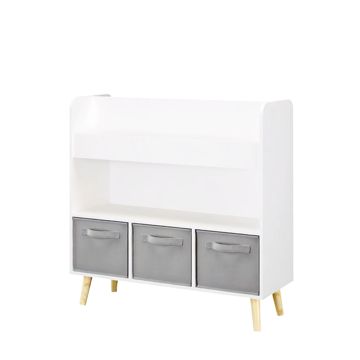 Bookshelf With 3 Bins, Storage Shelf For Toys And Books