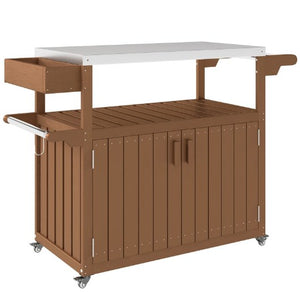 Easy to Move Outdoor Table Top Bar Cart with Storage and Wheels
