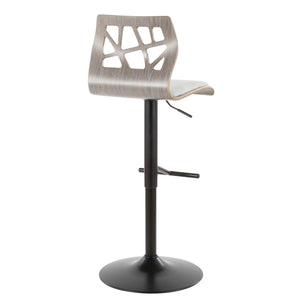 Folia - Mid Century Modern Adjustable Barstool With Swivel & Rounded T Footrest (Set of 2)