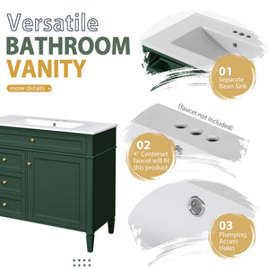 Bathroom Vanity With Mirror Cabinet, Single Sink With 2 Soft Closing Doors And 4 Drawers
