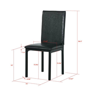 5 Piece Dinning Set With Faux Marble Top, Table & 4 Chairs - Black