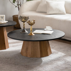 Round Coffee Table with Sturdy Pedestal Design