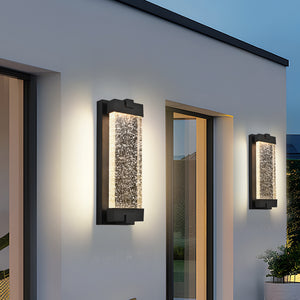 Black Aluminum Outdoor Wall Light with Bubble Crystal