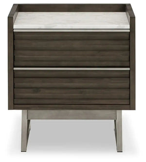 Arkenton - Two Drawer Night Stand - Grayish Brown / White - Best Buy Furniture
