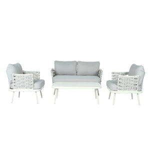 Mariano Steel 4-Pieces Conversation Set, Off White & Grey