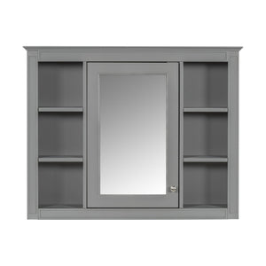 Bathroom Vanity With Mirror Cabinet, Single Sink With 2 Soft Closing Doors And 4 Drawers
