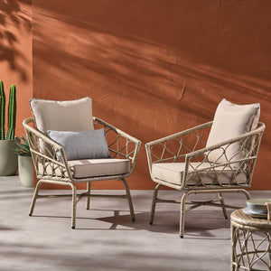 Bruce - Outdoor Club Chair Set With Water Resistant Cushions Rattan And Iron - Brown - Best Buy Furniture