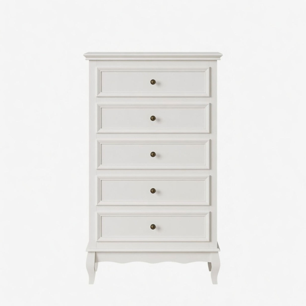 5 Drawer Tall Wide Chest Of Drawers - White