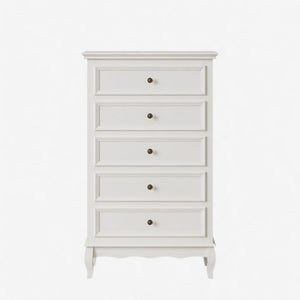 5 Drawer Tall Wide Chest Of Drawers - White