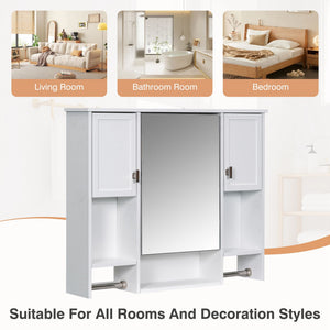 Wall Mounted Bathroom Storage Cabinet With Mirror, Medicine Cabinet With Towel Bar