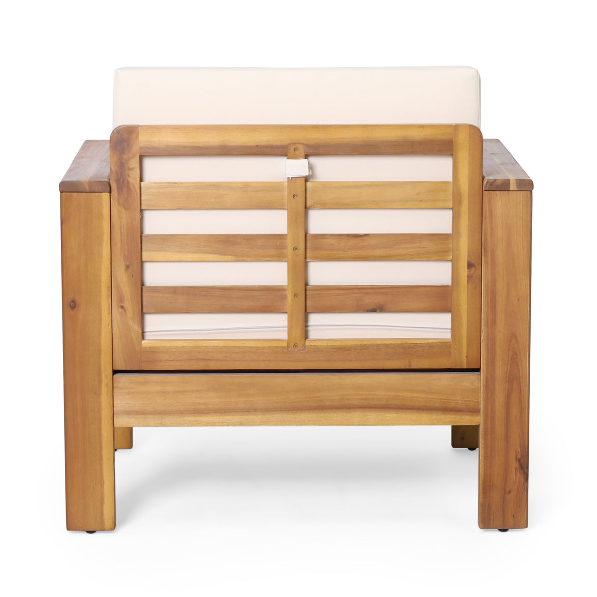 Set of 2 Outdoor Acacia Wood Club Chairs with Cushions
