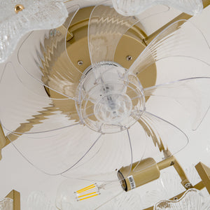 19-Inch Floral Glass Ceiling Fan with ABS Blades
