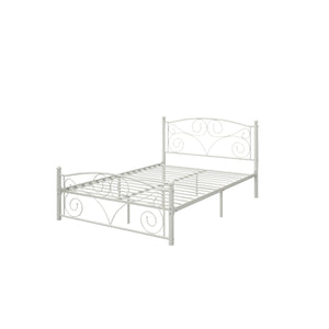 Full Size Unique Flower Sturdy System Metal Bed Frame with Headboard
